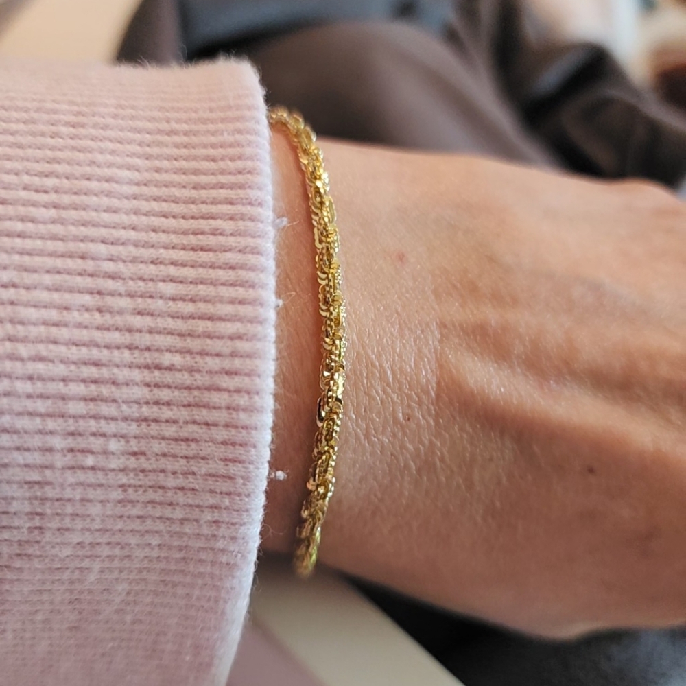 8 Inch 14 K Diamond Cut Rope Bracelet 6.1 Gram Litmans Jeweler - Picture 8 of 15